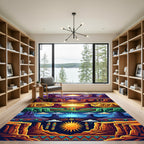 Vibrant Southwestern Landscape Mesas Sun Rug