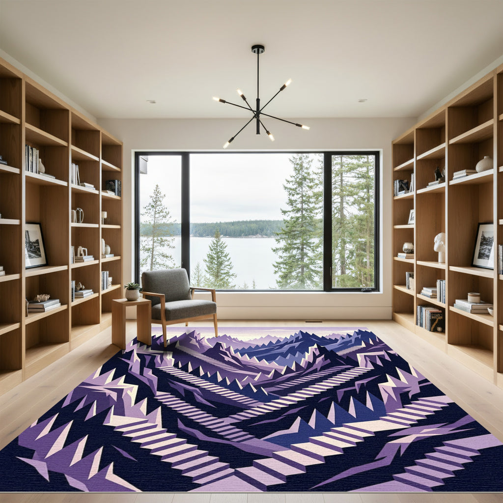 Purple Geometric Mountain Staircase Rug