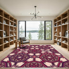 Crimson Geometric Starburst Medallion Rug