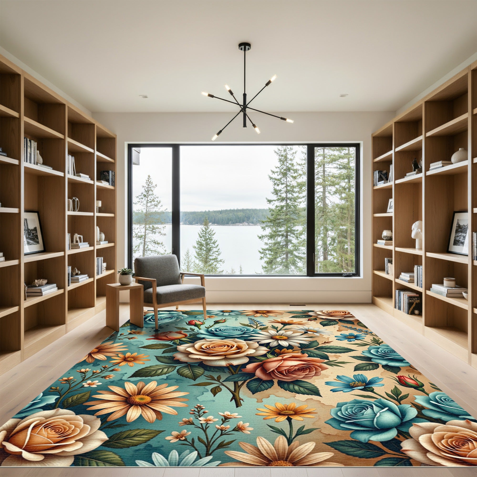 Watercolor Floral Bouquet Pastel Garden Rug