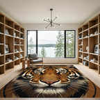 Bold Orange Striped Tiger Face Rug