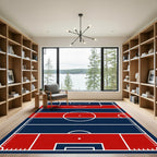 Modern Red and Navy Sports Field Rug