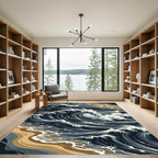 Dramatic Deep Blue Ocean Wave Rug
