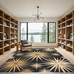 Golden Starburst Radiating Bloom Rug