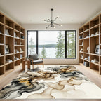 Earthy Brown Ink Wash Waves Rug