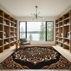 Elegant Fawn Swirl Floral Mandala Rug
