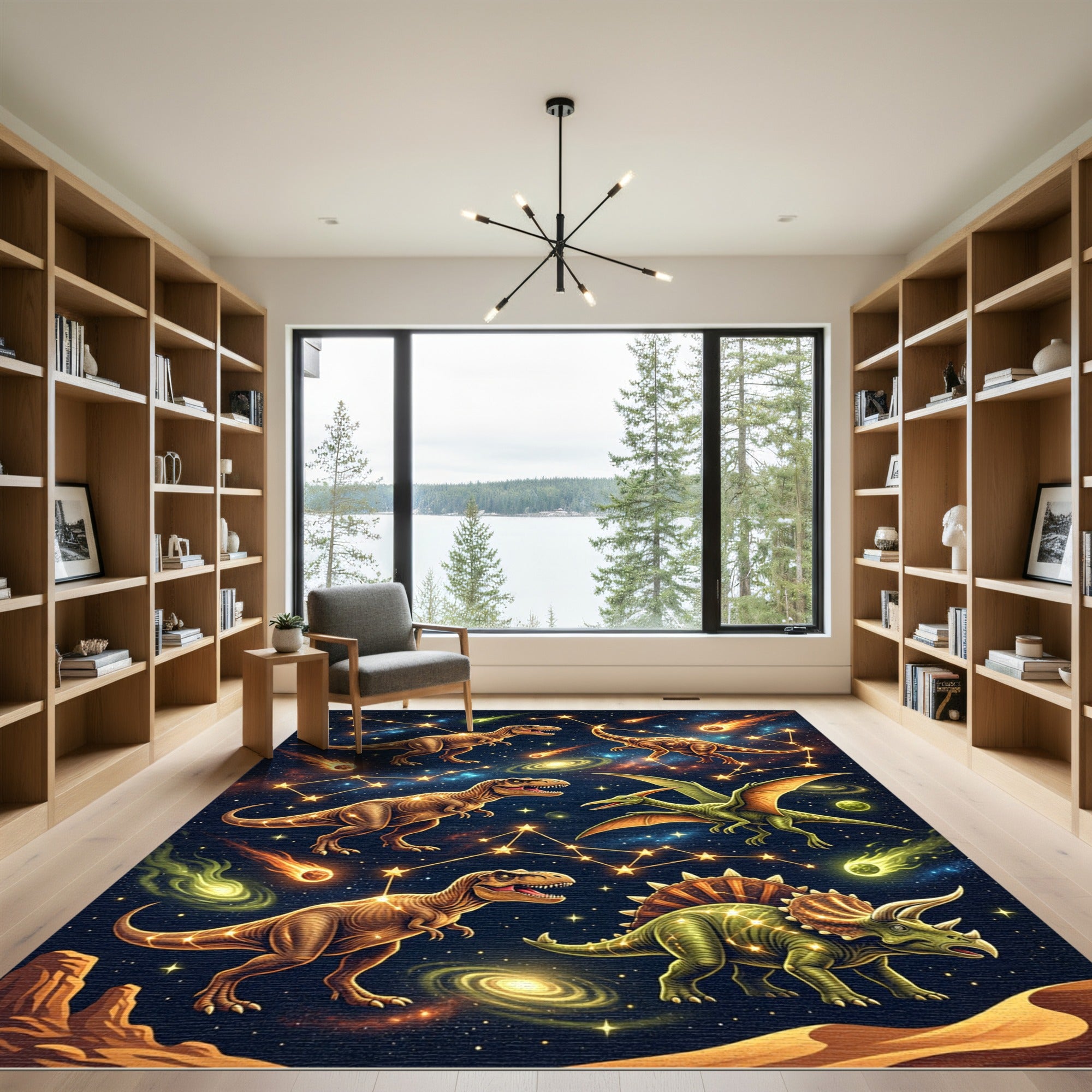 Celestial Dinosaur Constellation Cosmic Scene Rug