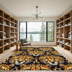 Bold Golden Cheetah Face Repetitive Rug