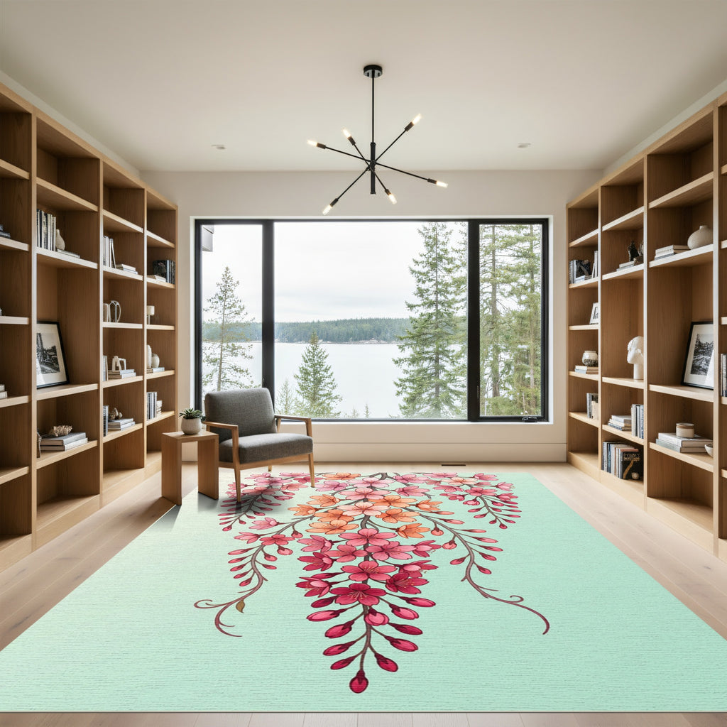 Pink Orange Blossom Branch Drape Rug