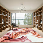 Ethereal Terracotta Flowing Ink Abstract Wave Rug