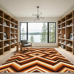 Mid Century Retro Geometric Chevron Rug