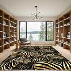 Black Gold Zebra Herd All Over Rug