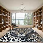 Majestic Leopard Face Animal Portrait Rug