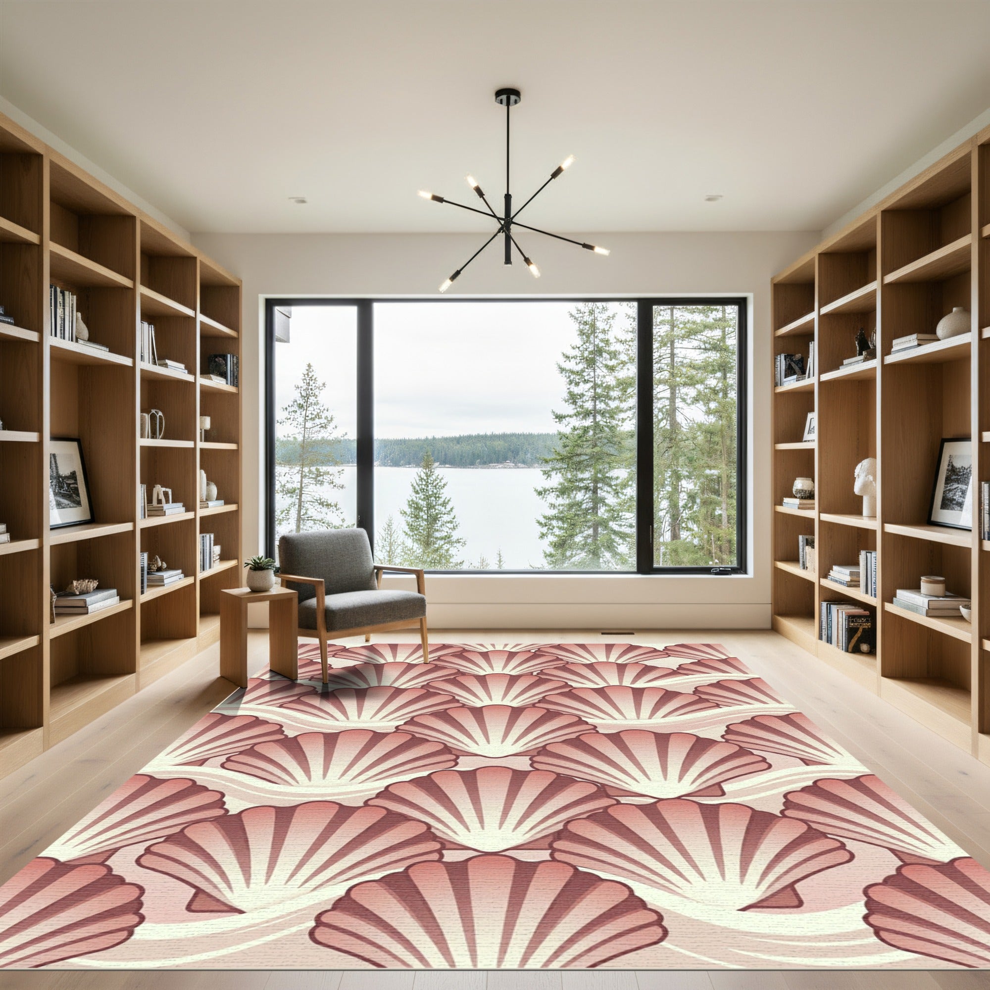 Blush Shell Scallop Art Deco Wave Rug