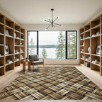Textured Tan Basketweave Composition Rug
