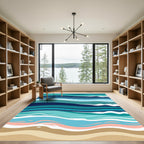 Abstract Ocean Wave Gradient Area Rug