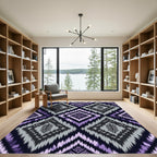 Purple Ikat Geometric Diamond Weave Rug
