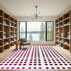 Modern Magenta Dot Grid Rug