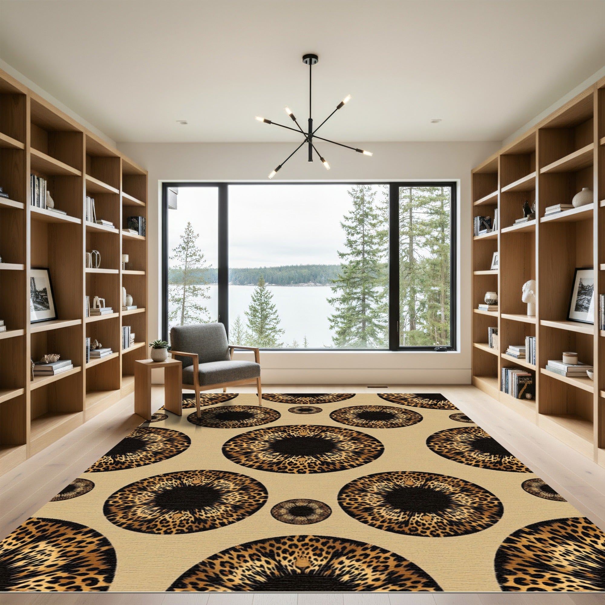 Leopard Eye Aesthetic Circular Neutral Rug
