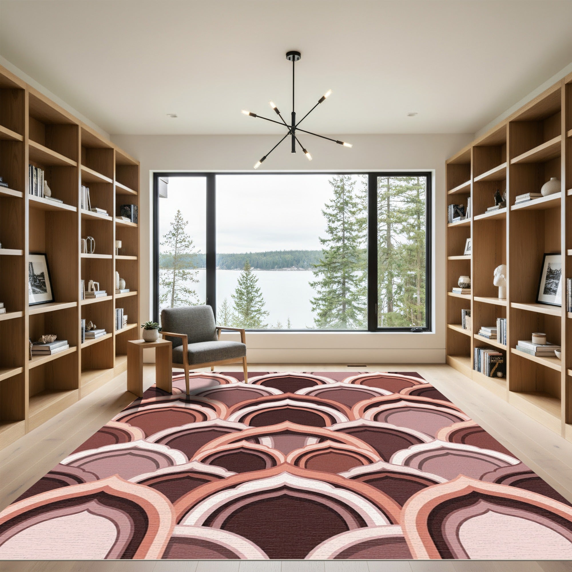 Earthy Terracotta Arch Layered Art Rug