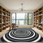 Monochromatic Elliptical Vortex Concentric Circular Art Rug