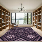 Deep Plum Interlocking Geometric Diamonds Rug