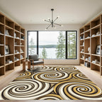 Gold Cream Brown Swirling Waves Rug