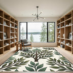 Green Leafy Tree Branches Seamless Pattern Rug