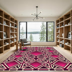 Magenta Geometric Interlocking Diamond Lattice Rug