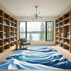 Blue Mountains Oceanic Wave Abstract Art Rug