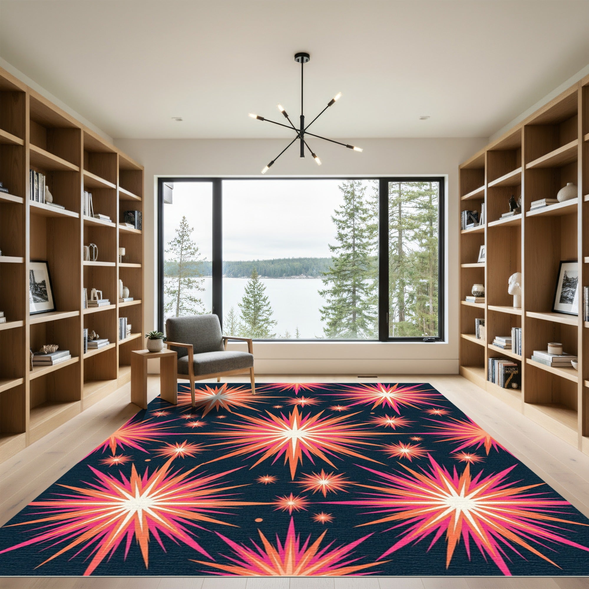 Vibrant Retro Starburst Geometric Art Rug