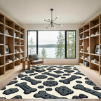 Playful Dark Charcoal Dog Treat Illustration Rug