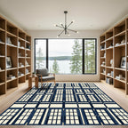 Deep Blue Architectural Window Facade Rug