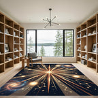 Golden Cosmic Starburst Constellation Rug