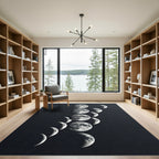 Ethereal Monochrome Lunar Phase Celestial Rug