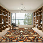 Golden Sun Ancient Pyramid Geometric Rug