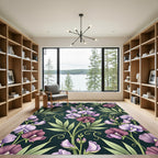 Elegant Moody Floral Sweet Pea Wallpaper Rug