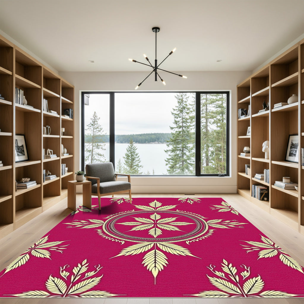 Crimson Yellow Paisley Mandala Rug