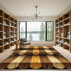 Rustic Earthy Toned Vertical Wood Slat Rug
