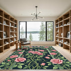Romantic Pink Rose Trellis Garden Rug