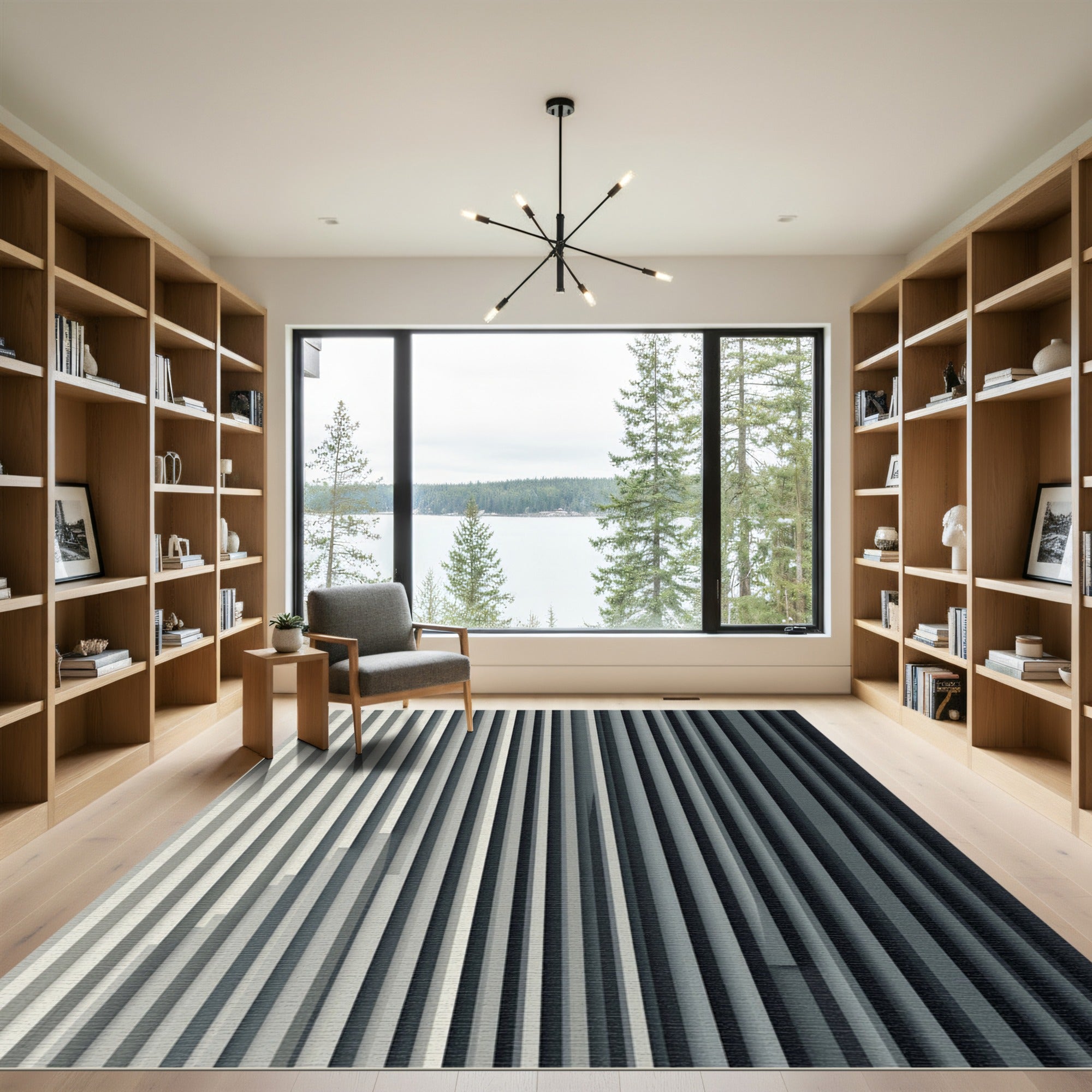 Gradient Vertical Stripe Texture Rug