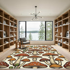 Whimsical Earthy Mushroom Forest Collage Rug