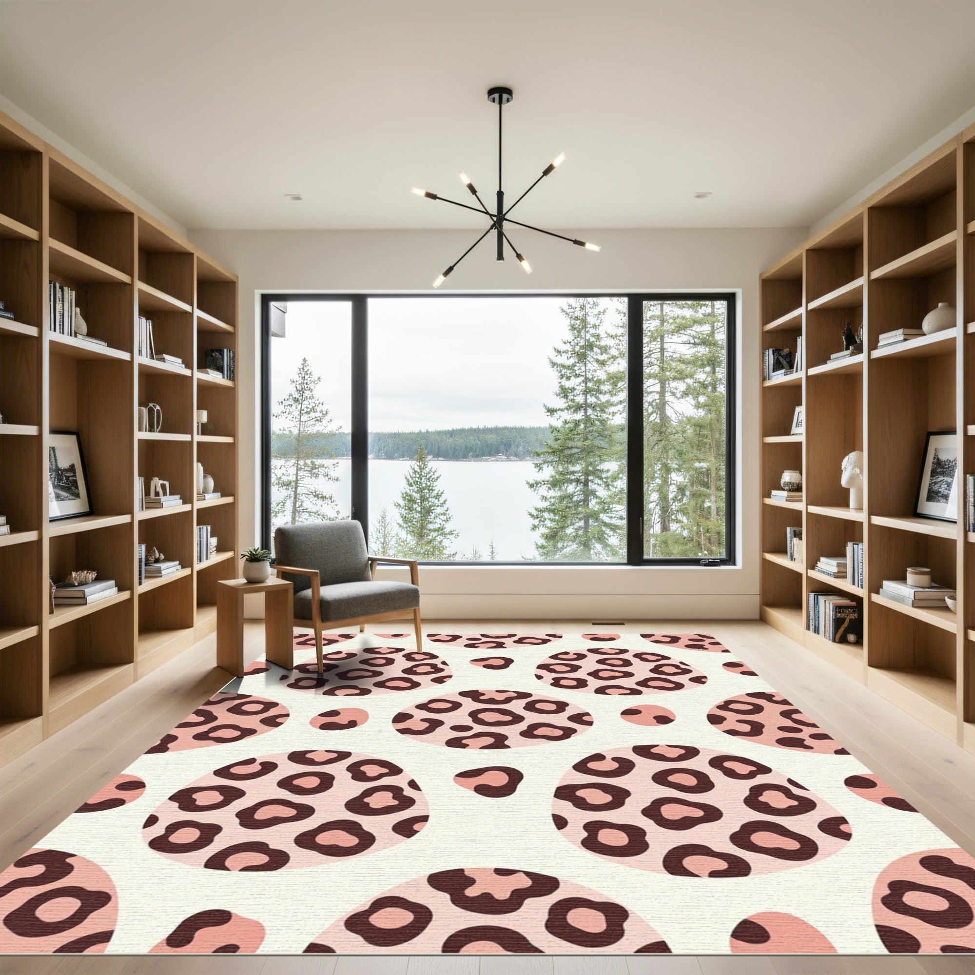 Blush Pink Leopard Spot Oval Art Rug