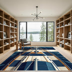 Nautical Navy White Striped Deck Rug