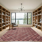 Rustic Woven Tan Diagonal Bands Rug
