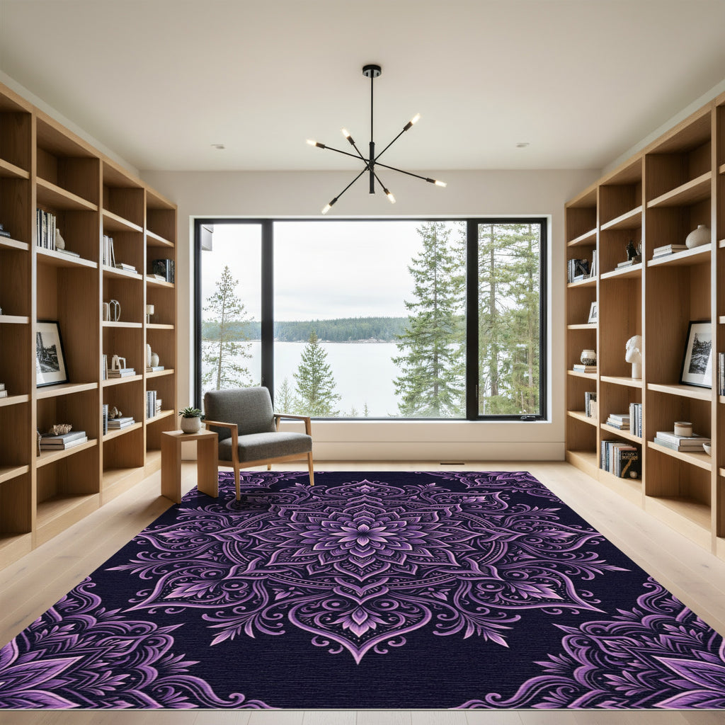 Amethyst Floral Mandala Flourish Rug