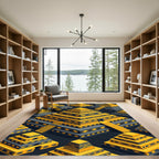 Gold Aztec Pyramid Geometric Step Rug