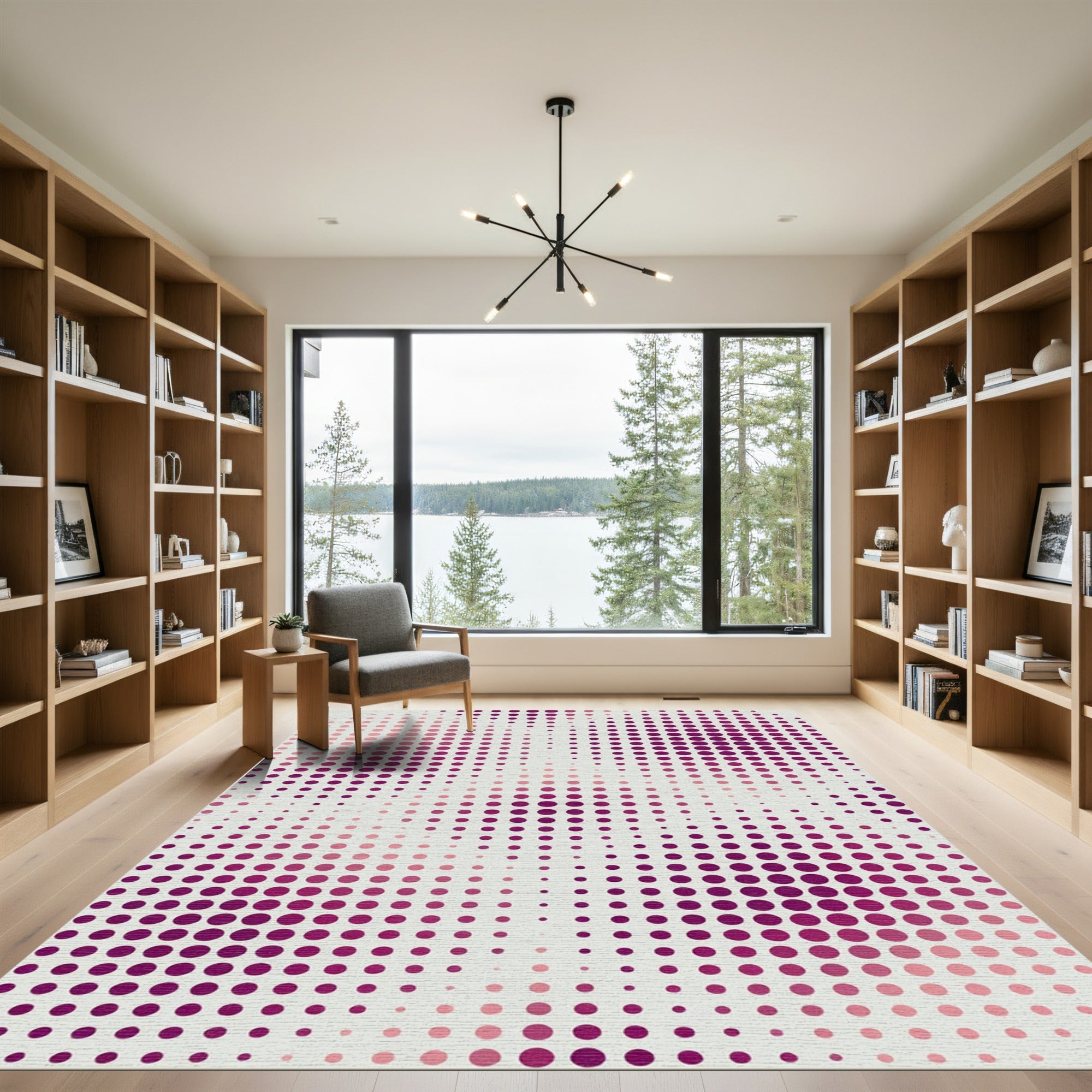 Magenta Dotted Fade Abstract Composition Rug