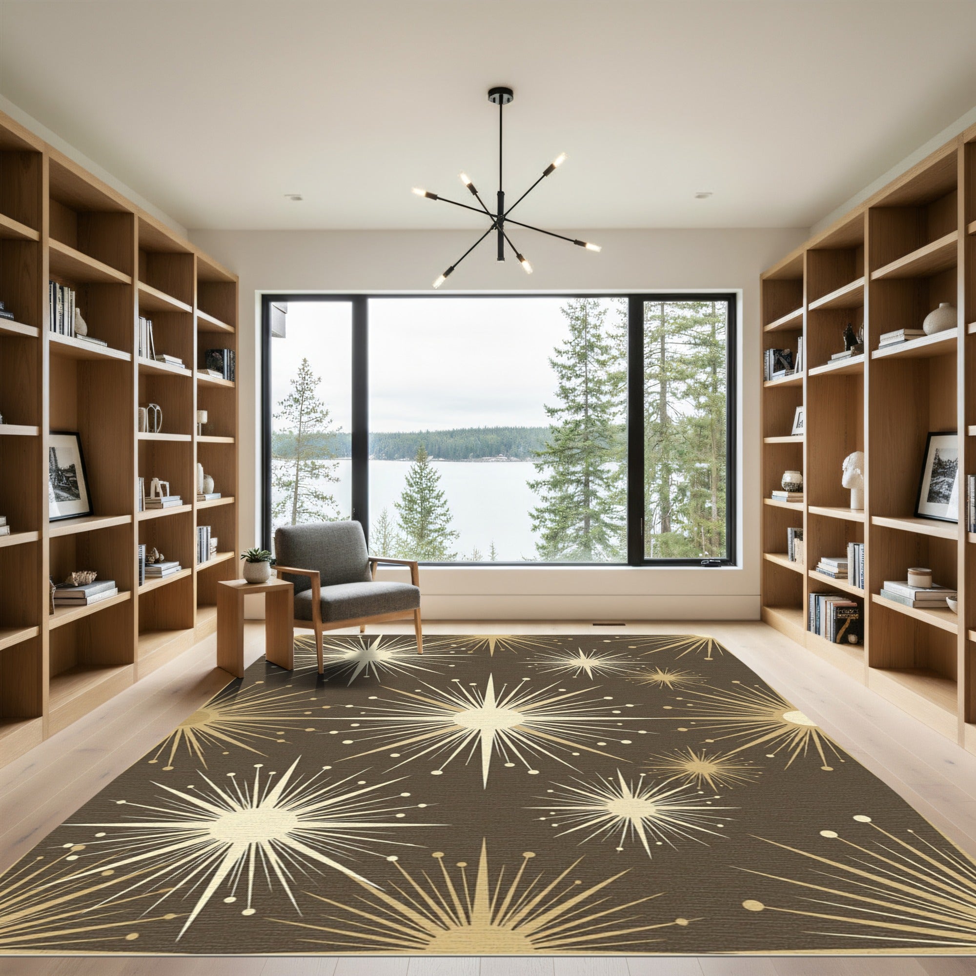 Golden Starburst Abstract Radiance Rug