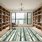 Modern Sage Forest Birch Tree Rug